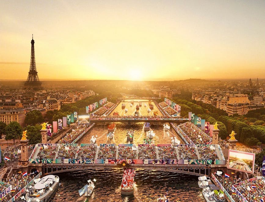 A digital representation of the 2024 Olympics Opening Ceremony in Paris. Courtesy of Instagram/ @olympicshospitality.