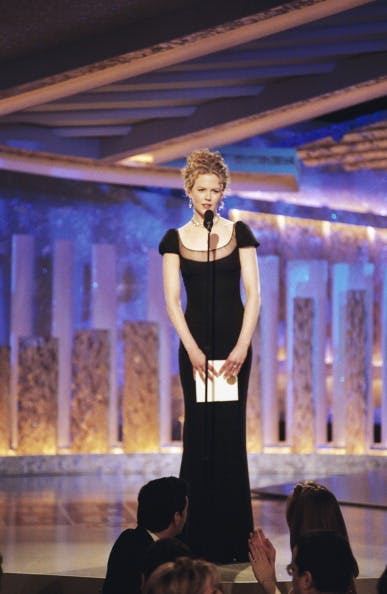 Nicole Kidman wearing RTW Givenchy, designed by John Galliano, at the 1997 Golden Globes. All photos courtesy of Getty Images.