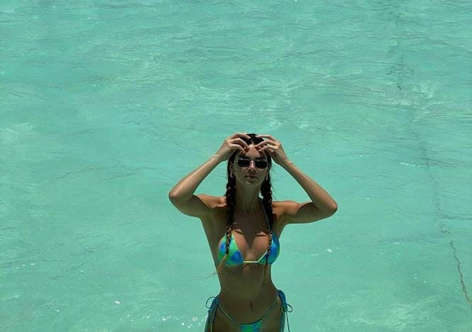 clothing apparel bikini swimwear person human sunglasses accessories accessory