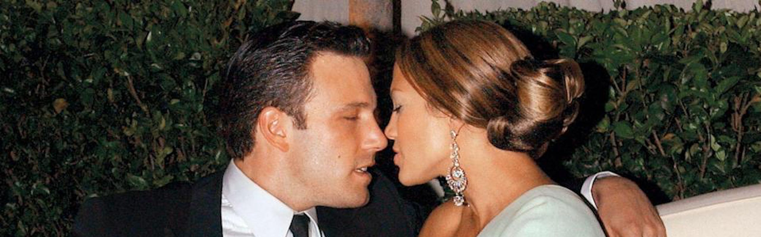 Ben Affleck and Jennifer Lopez about to share a kiss