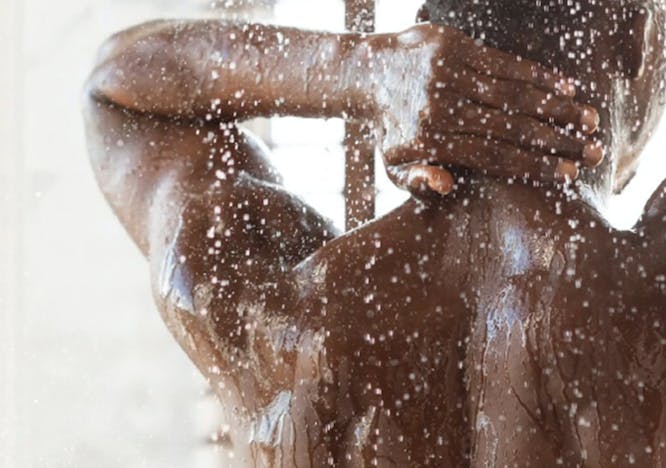 man showering with water