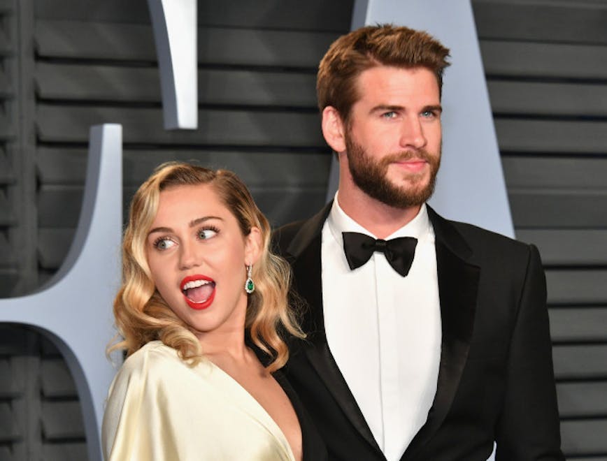 Miley Cyrus and Liam Hemsworth on the red carpet