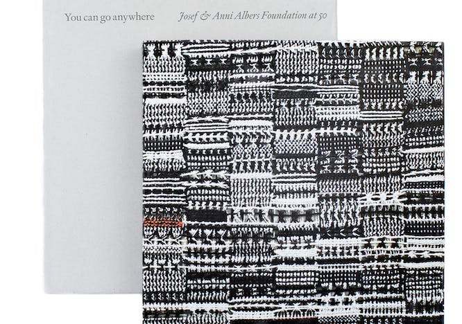 The cover and sleeve of the Albers Foundation's 50th Anniversary book 'You can go anywhere.'