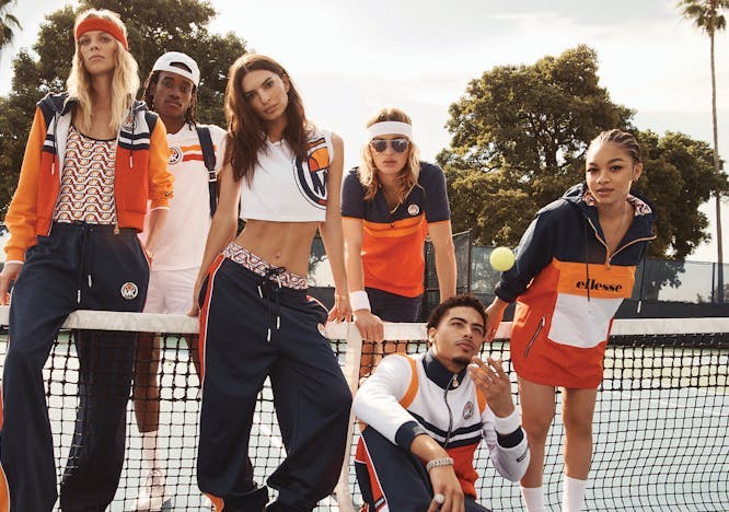 Michael Kors X ellesse collaboration group photo with Emily Ratajkowski and Jay Critch.