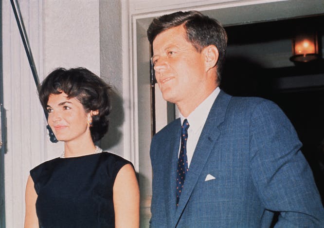 Old image of president JFK with wife Jackie O 