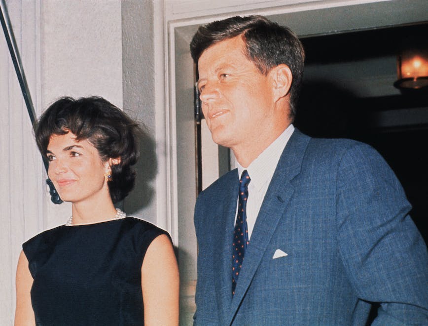 Old image of president JFK with wife Jackie O 