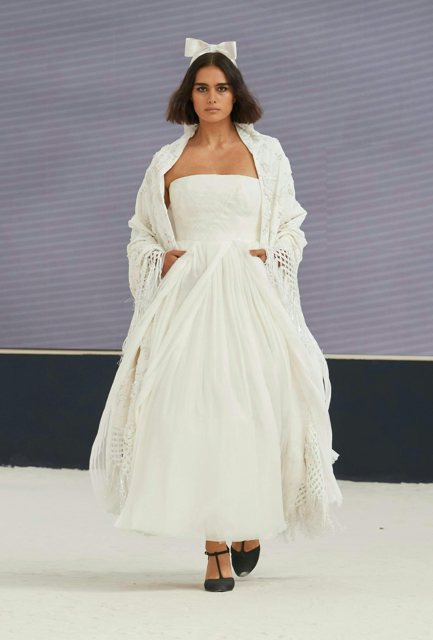 A model in a Chanel wedding dress.
