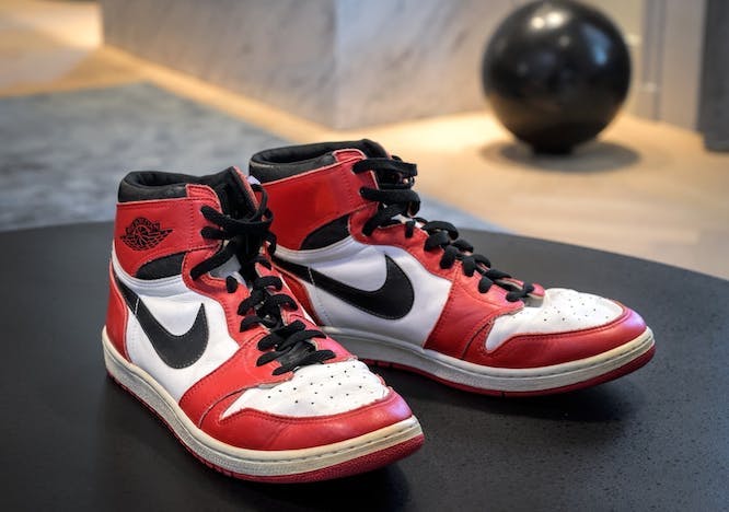 An original pair of Nike Air Jordans