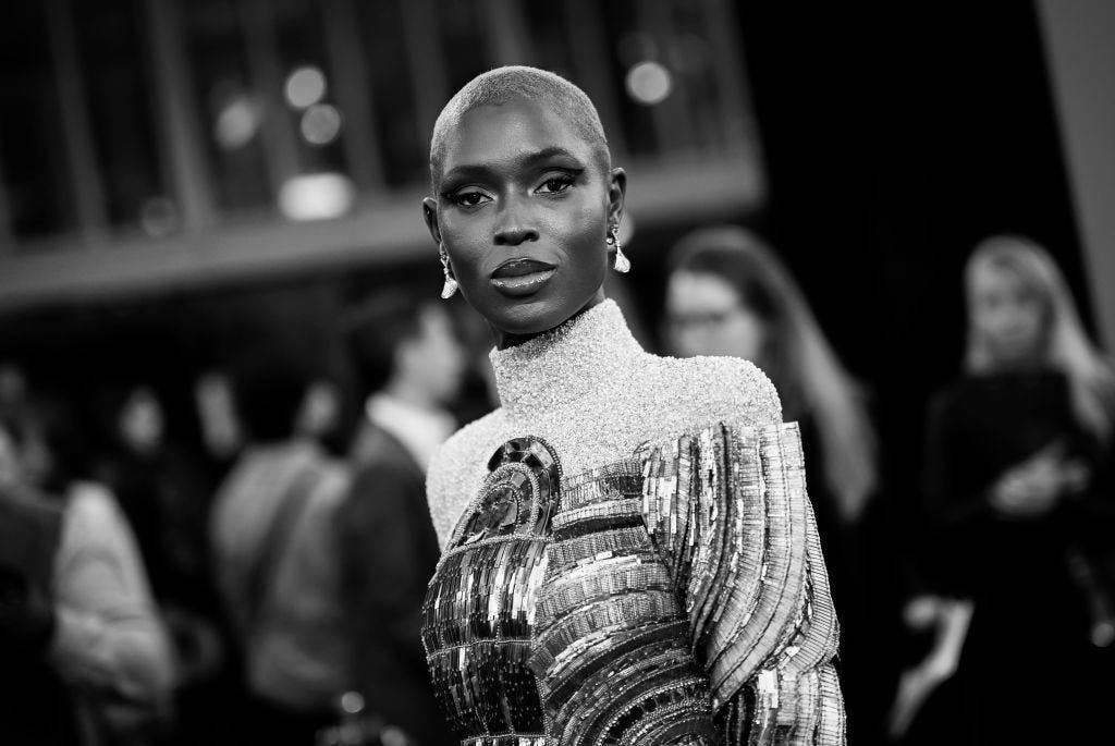 jodie turner smith close up in black and white