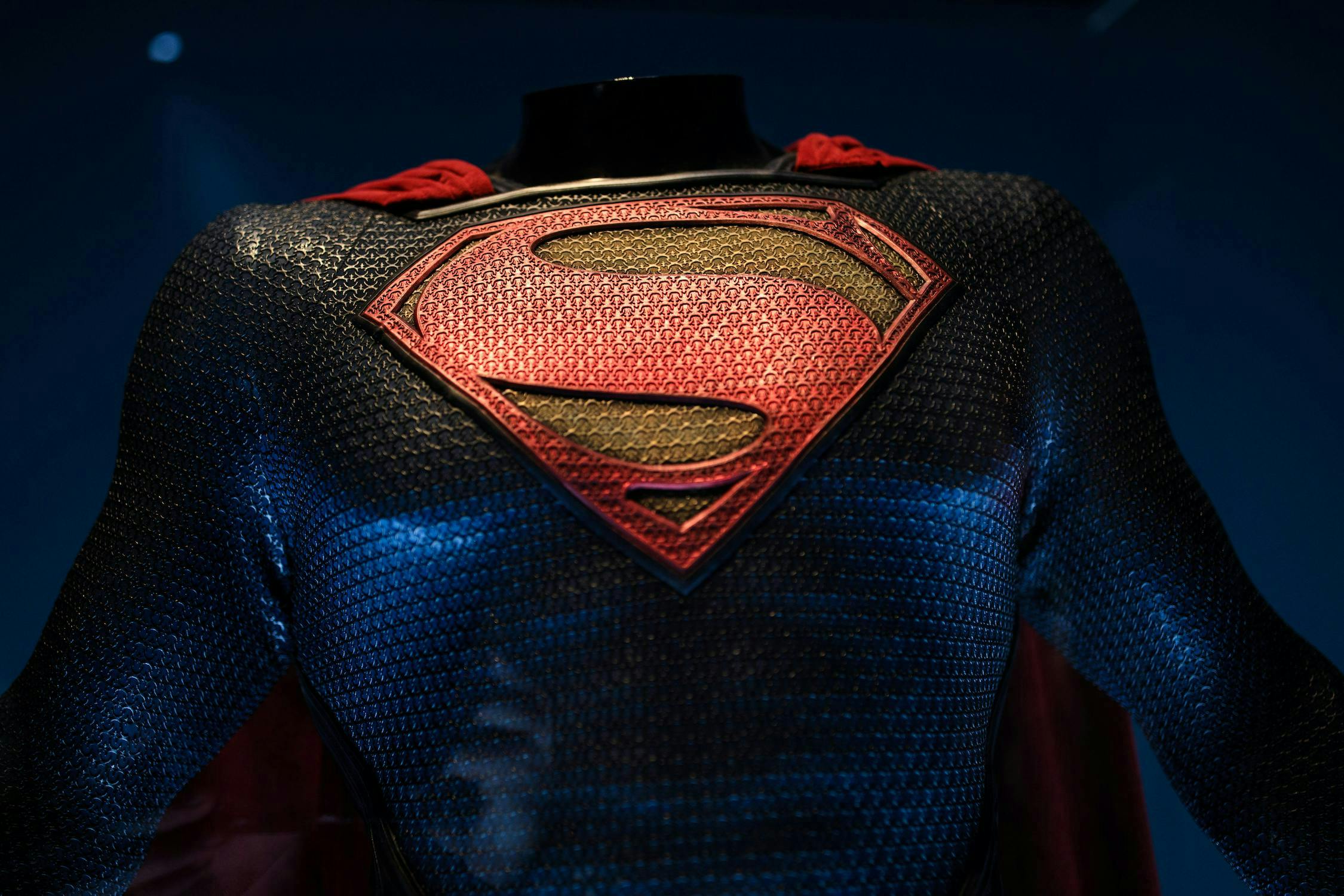 A Superman costume from the 2013 Man of Steel film.