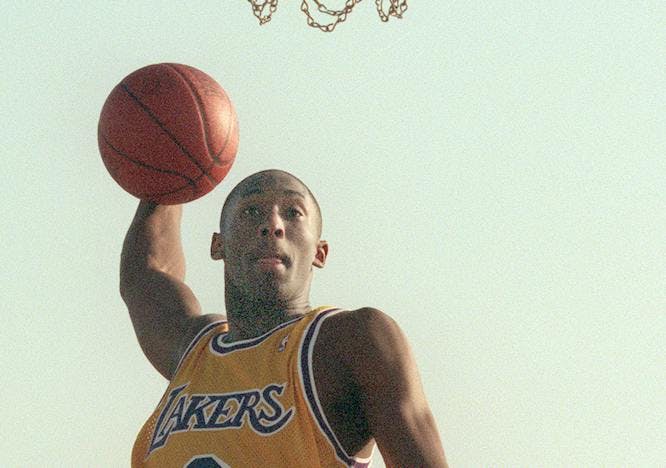 Kobe Bryant in an ad shoot for Adidas at Will Rogers State Beach in 1996.