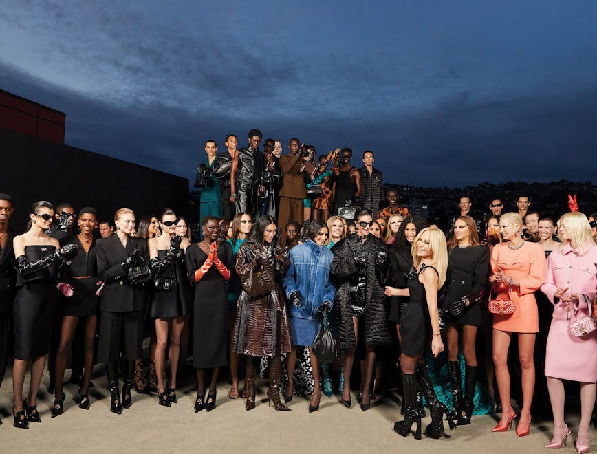 Donatella Versace after her LA Versace show with other celebrities.