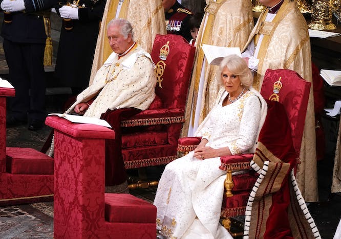 King Charles and Queen Camilla getting crowned.