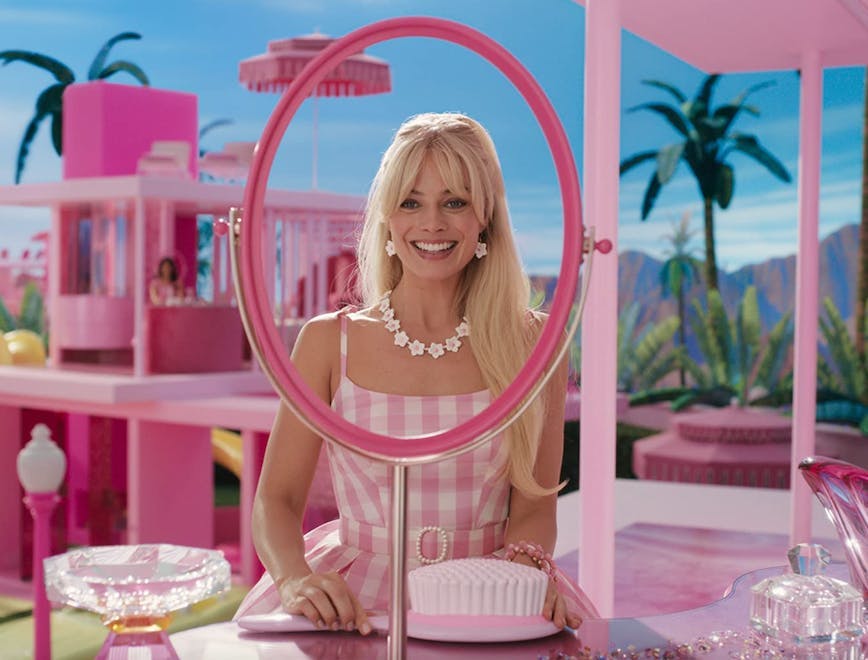 Margot Robbie in pink dress Barbie movie outfits to shop