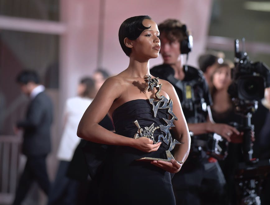 Venice Film Festival 2023; Canadian actress Taylor Russell at the 79th Venice Film Festival after winning the Marcello Mastroianni Award for emerging performers 2022.