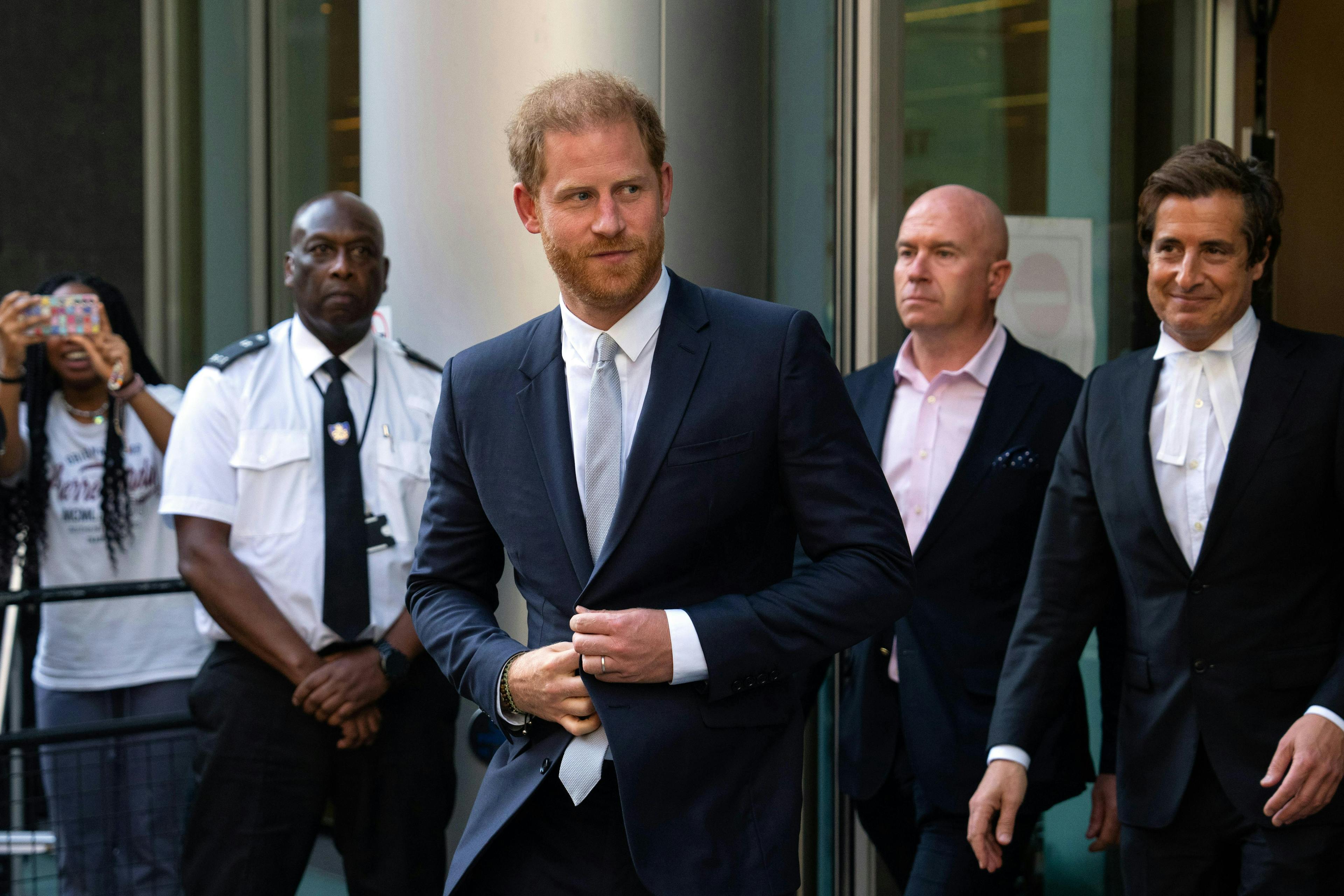 Prince Harry lawsuit; Prince Harry leaving after giving evidence at the Mirror Group Phone hacking trial for his lawsuit against 'The Sun,' set to be seen in court this January.