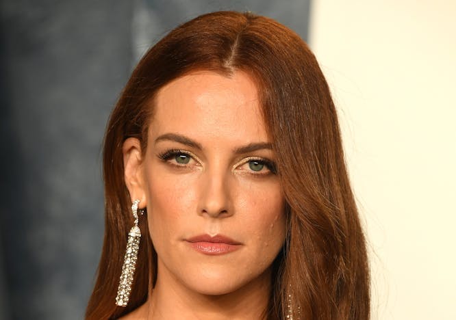 Riley keough in gold sequin top; heir to lisa marie presley estate