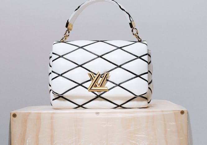 white luxury printed leather louis vuitton bag