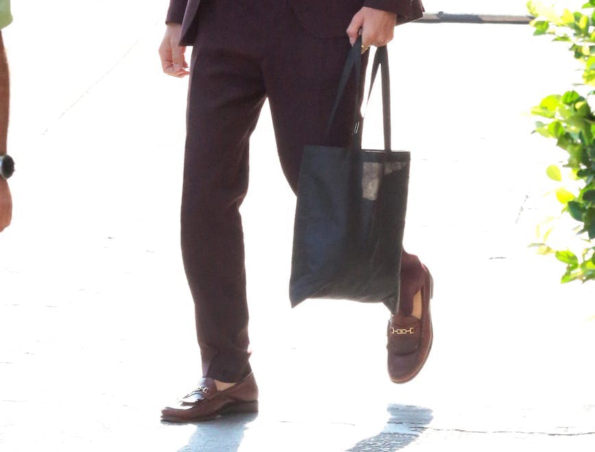 jacob elordi in brown suit and penny loafers mens