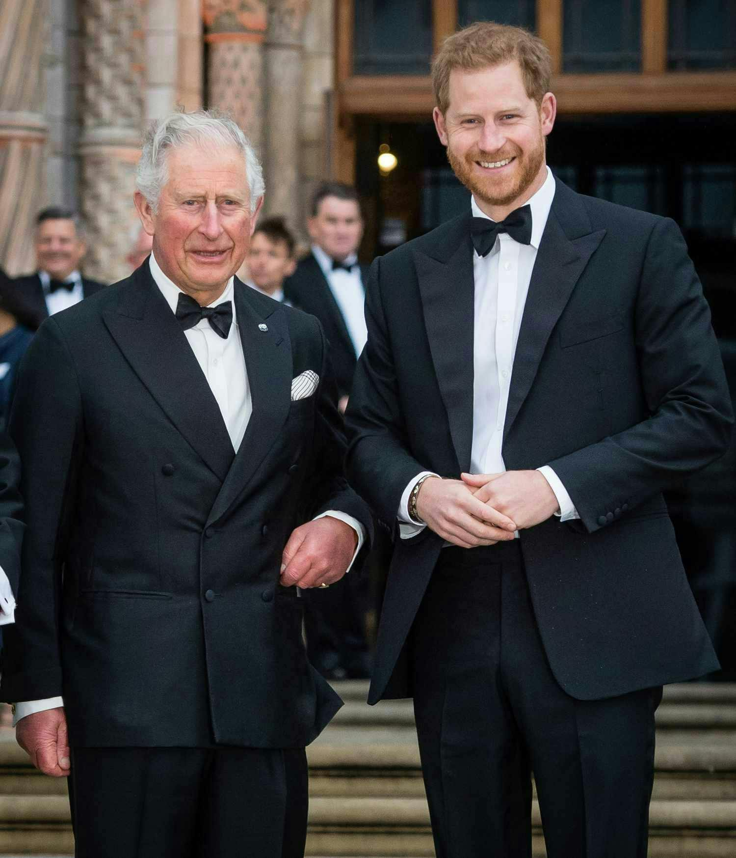 king charles and prince harry in black suits as prince harry wont attend king charles birthday