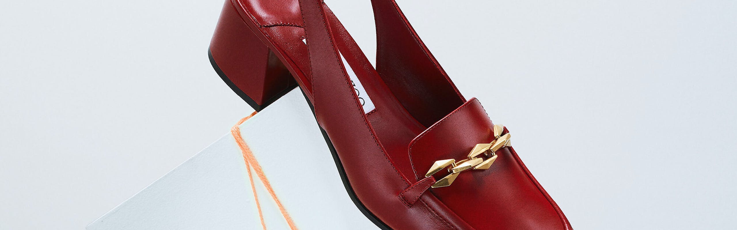 Slingback Loafer in Burgundy and Gold Detail