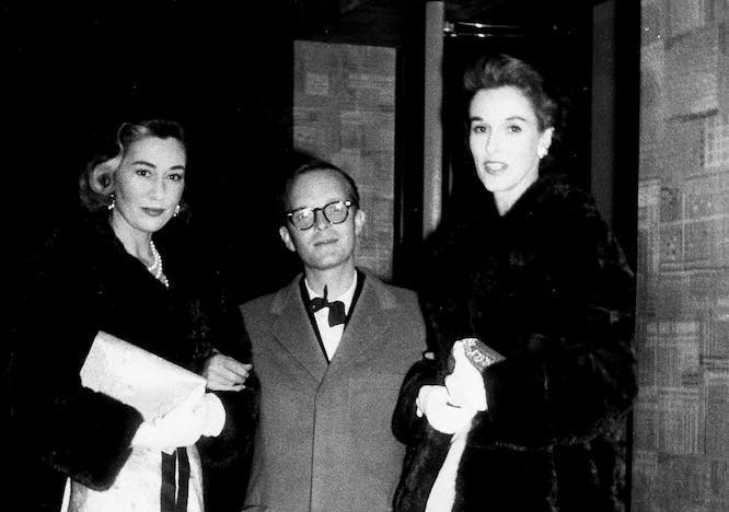 Truman Capote with Jean Murray Vanderbilt and Babe Paley. Photo by Ullstein Bild courtesy of Getty Images.