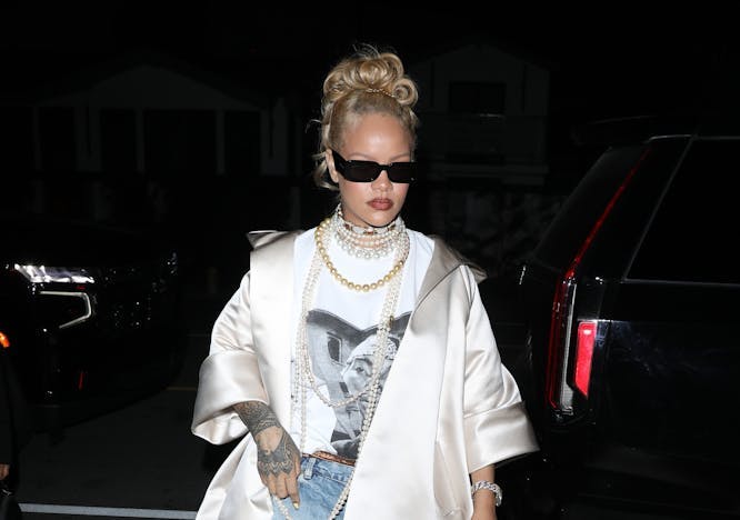 Rihanna is seen at Giorgio Baldi restaurant on April 06, 2024. Photo courtesy of Getty Images.